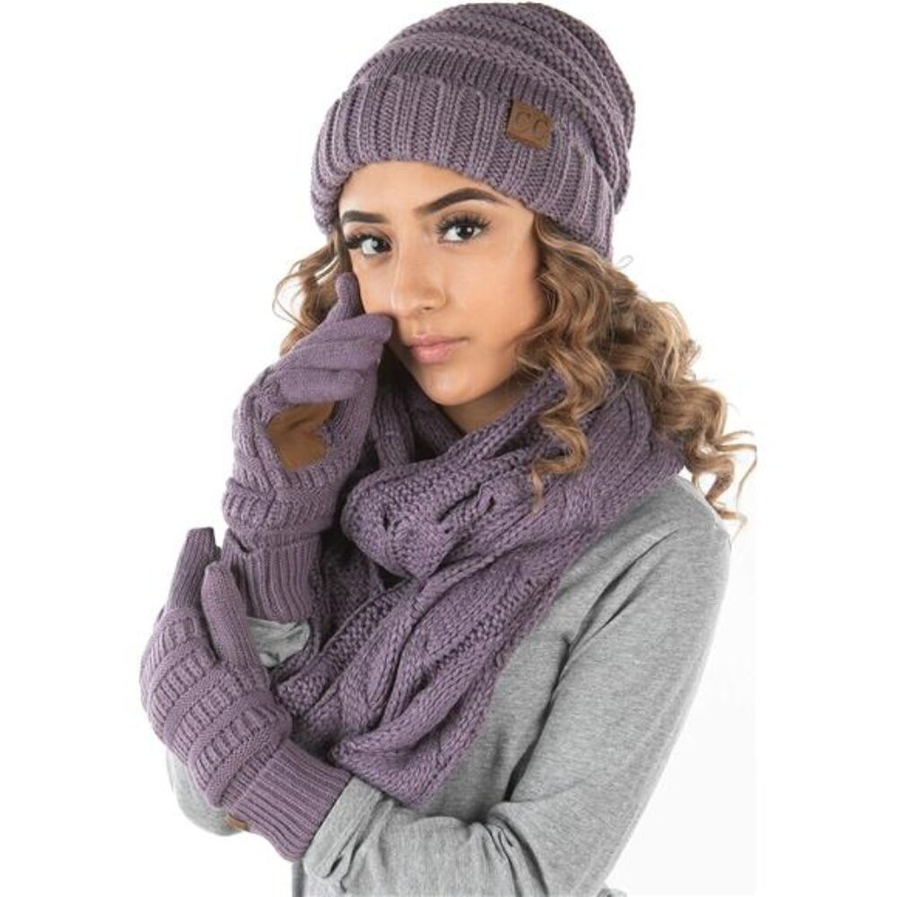 New Funky Junque Hat Scarf Glove Set for‎ Women Winter Christmas Gift Bundle